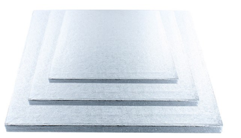 Base para Bolo Quadrada Prata 15 cm (12 mm) borde liso