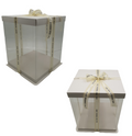 Caixa Para Bolo Transparente Deluxe Branca 17x29 cm