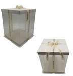 Caixa Para Bolo Transparente Deluxe Branca 17x29 cm