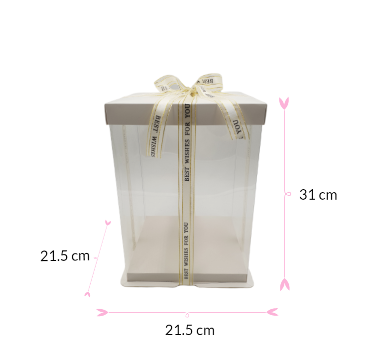 Caixa Para Bolo Transparente Deluxe Branca 17x29 cm