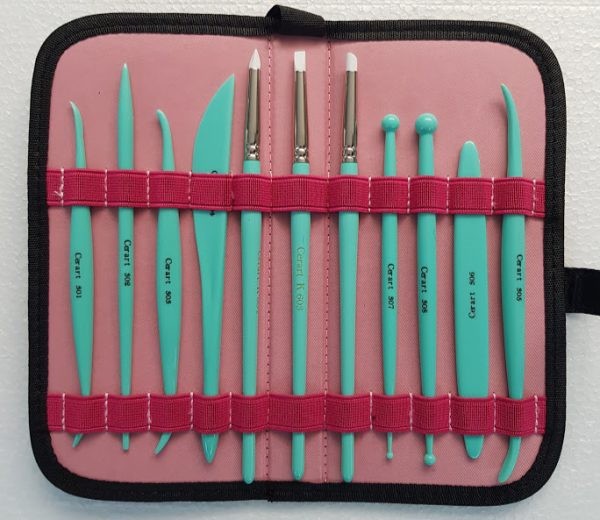 Estojo de Ferramentas Plástico + 3 Pinceis Silicone Tiffany