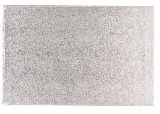 Base Bolo Retangular Prateada 35x25 cm (12 mm) borde liso