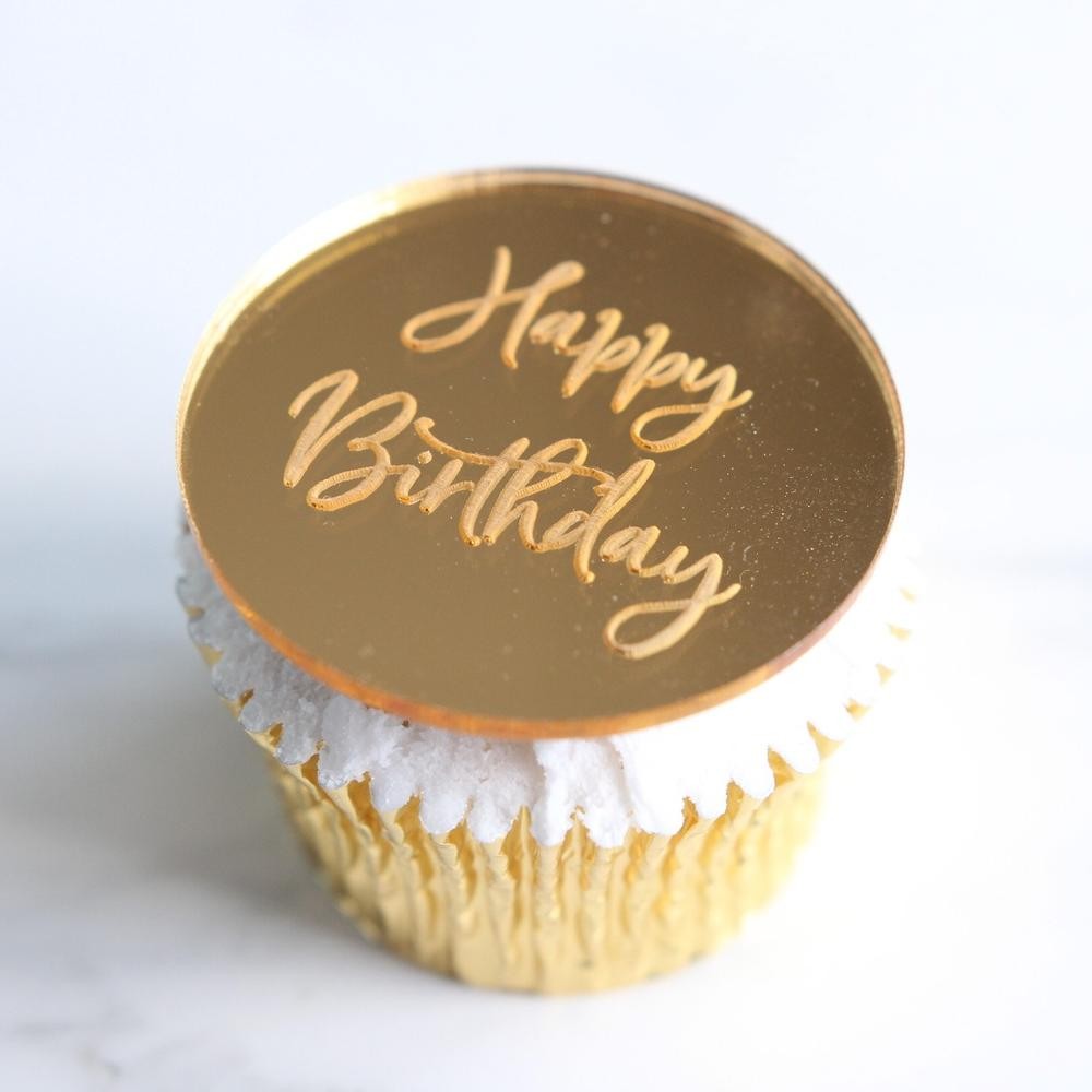 Sweet Stamp - Placas Espelhadas "Happy Birthday" Ouro