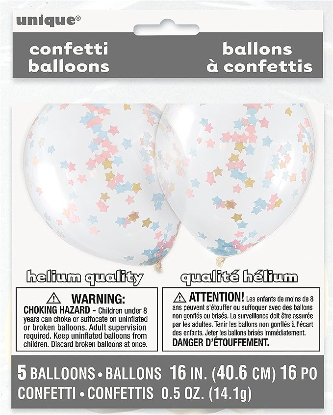 Balões Transparentes Confettis Estrela